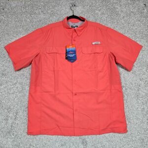 Habit Mens Coastal River Shirt‎ Large short sleeve vented coral NEW